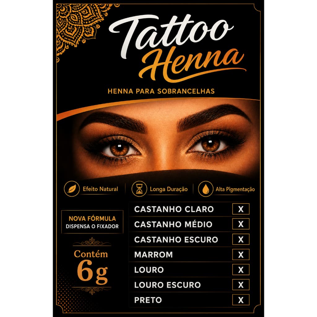 Henna Tattoo Henna Para Sobrancelhas 6g