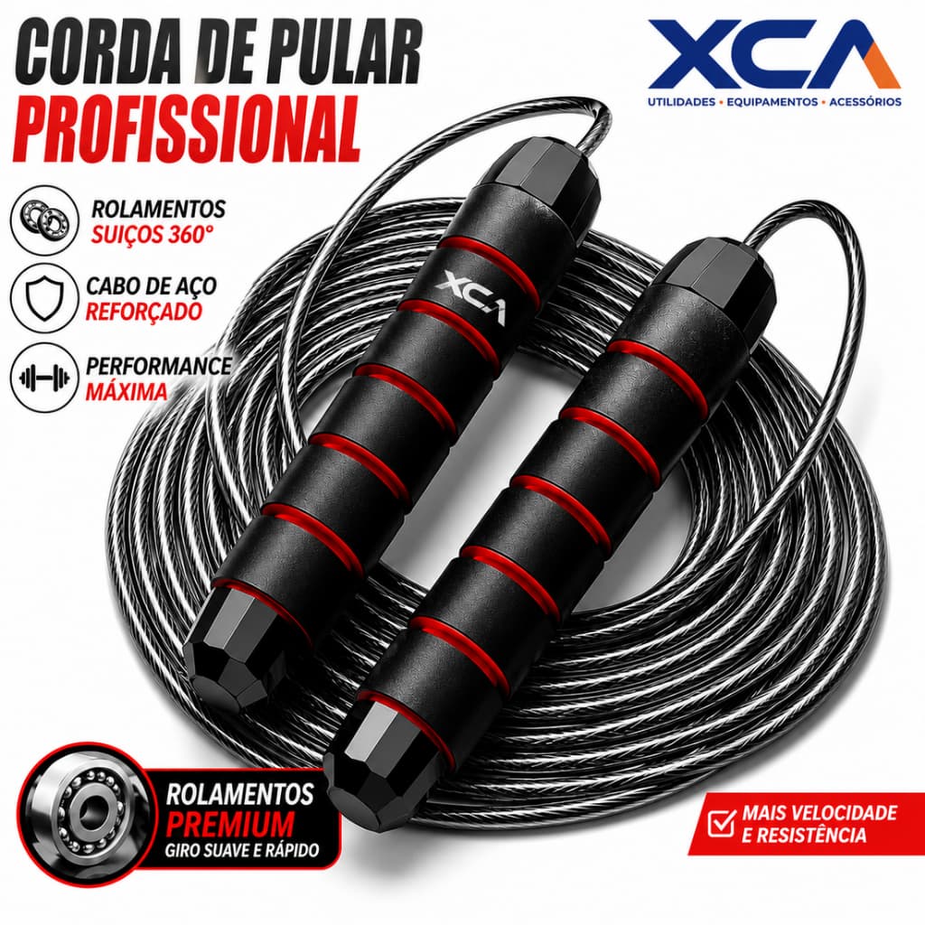 Corda de Pular Speed Rope Profissional Cabo de Aço Rolamento 360 Ajustável 3m Crossfit  Loja 2