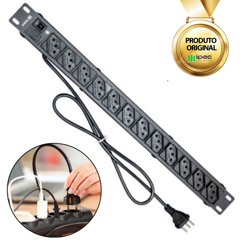 Filtro De Linha Profissional Extensão Régua Rack 12 Tomadas