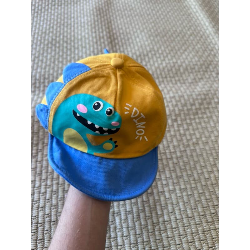 Boné divertido para bebê fofo desenho dinossauro amarelo azul
