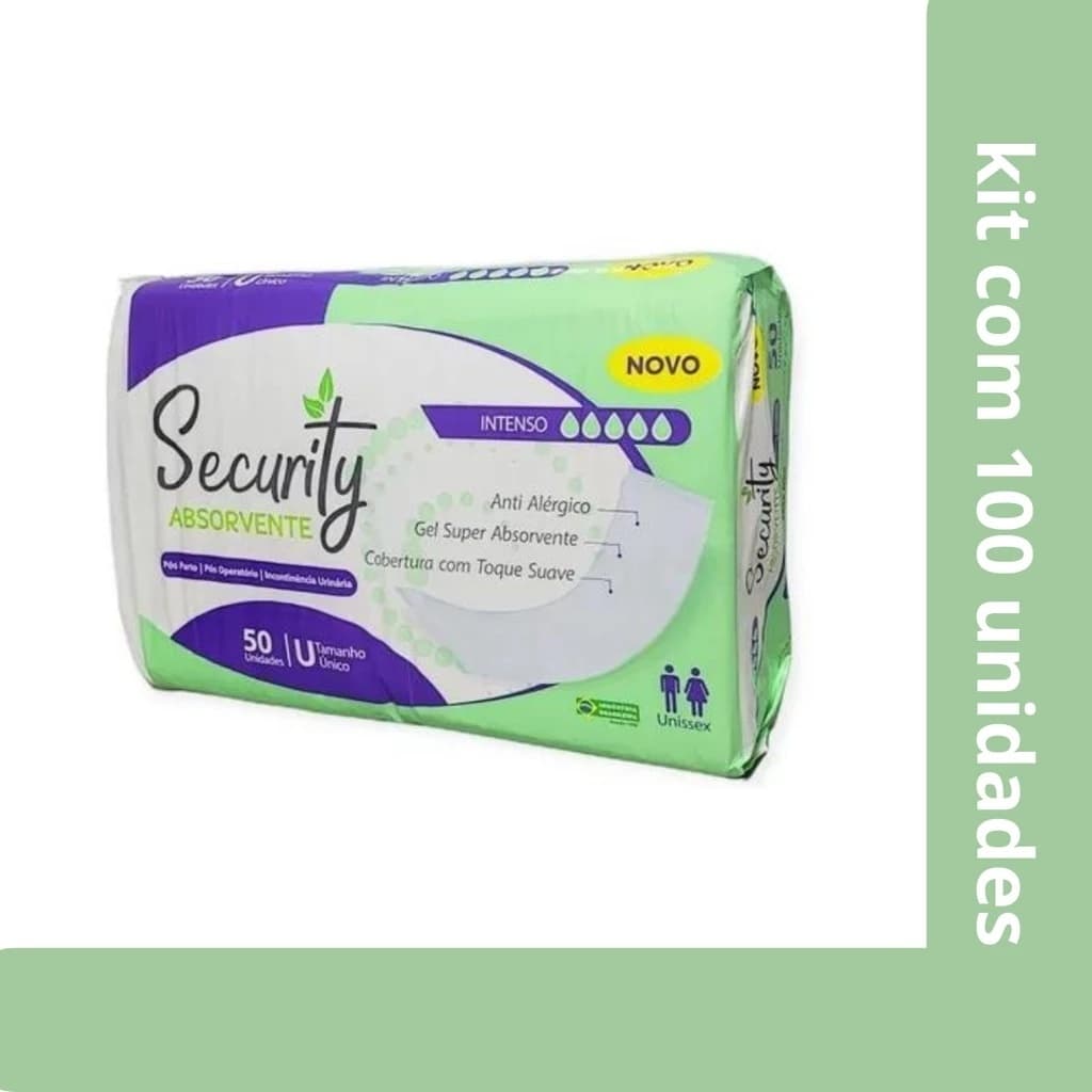 Absorvente Geriátrico Pós Parto Security Com 100 Unidades