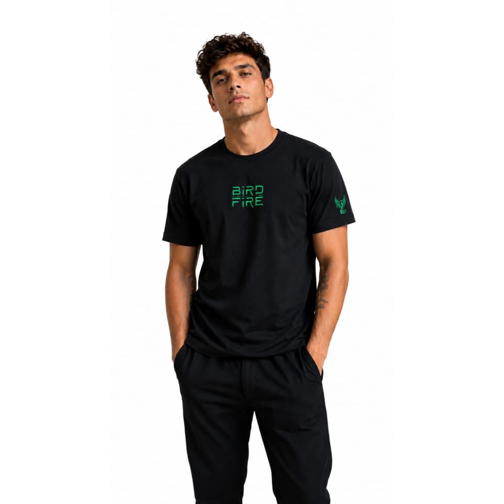 Camiseta Masculina Bordada 100% Algodão Premium Básica Fenix