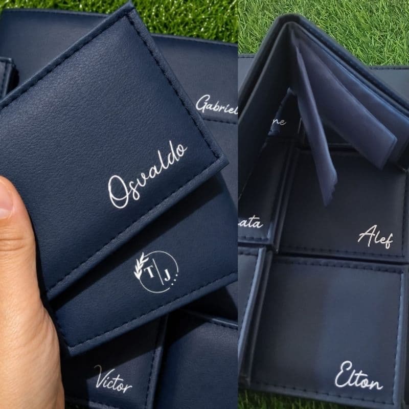 1 Carteira Masculina Premium Azul Marinho Personalizada Elegante Compacta