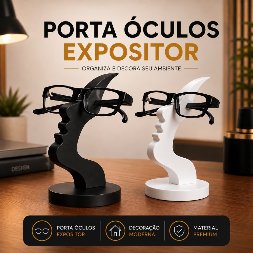Porta Óculos Expositor de Mesa Suporte Decorativo Moderno Elegante Premium