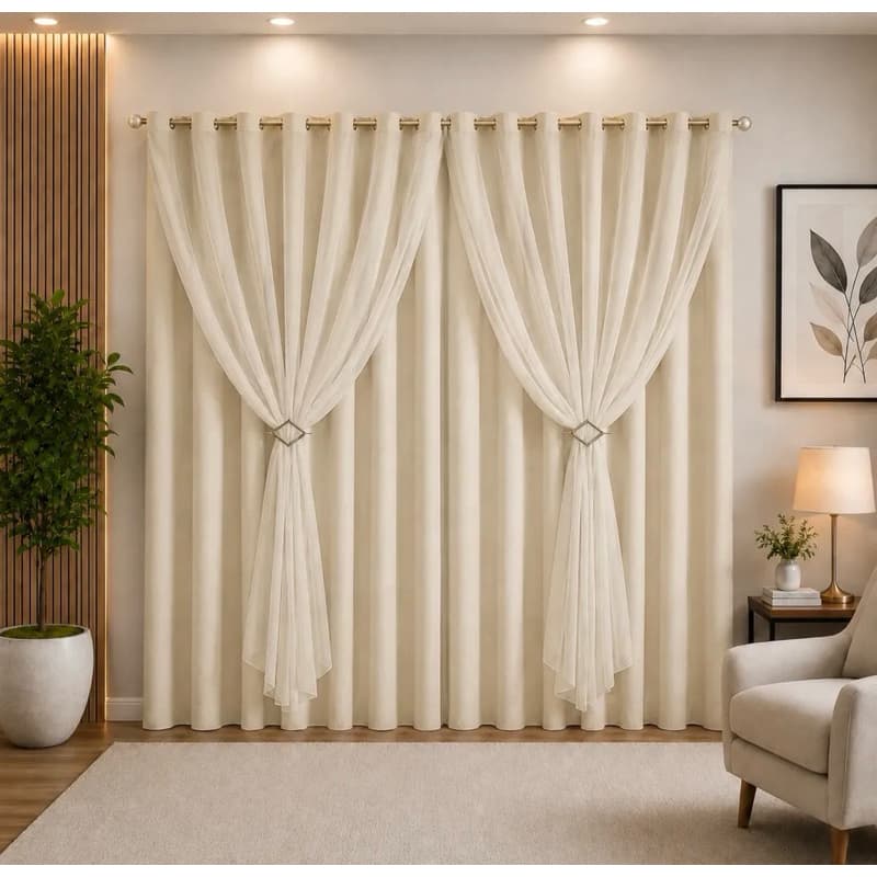 Cortina Micro Luxo com Forro 3,00x2,50m para Sala e Quarto