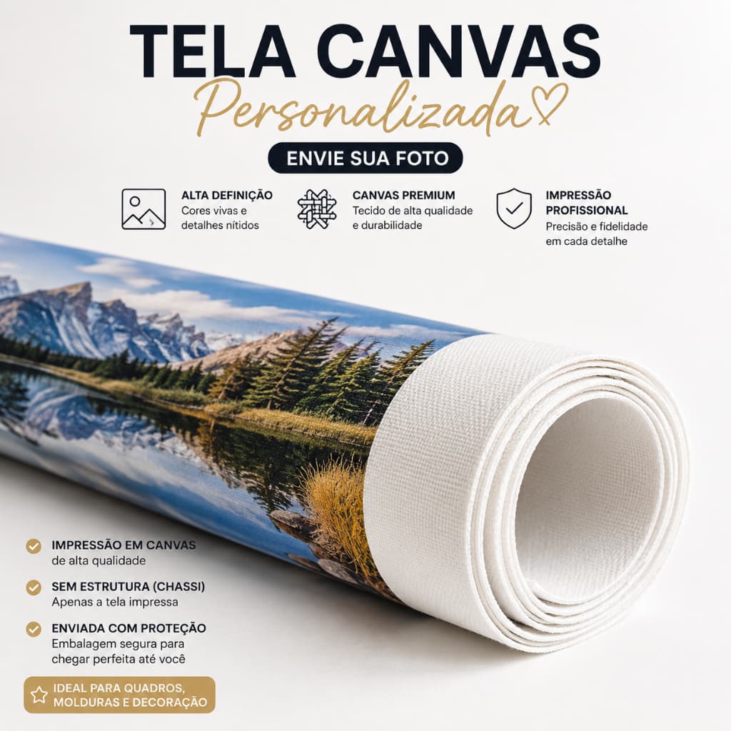 Tela Canvas Personalizada Premium | Impressão em Canvas sem Acabamento | Envie sua Foto