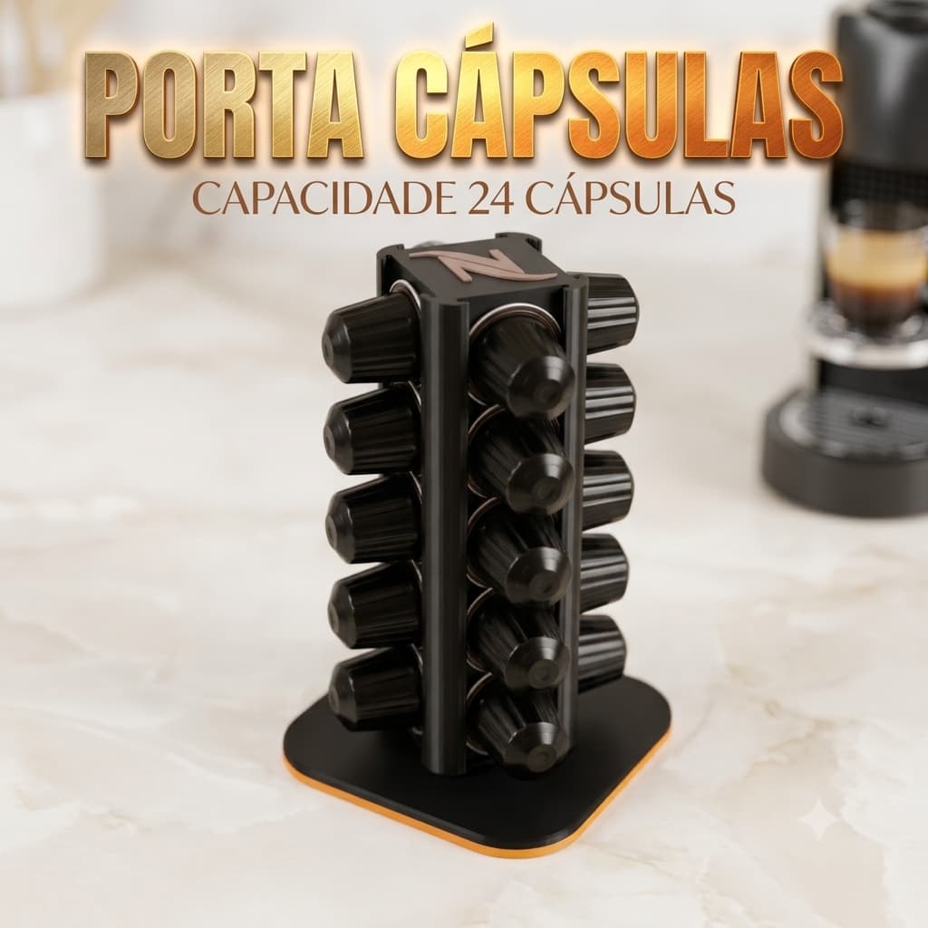 Suporte Porta Capsulas Nespresso Giratorio Torre 24 Capsulas Cantinho do Cafe