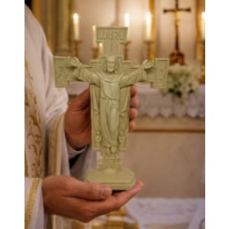 Escultura em Resina Crucifixo Jesus 24 cm Decoração Lembrança