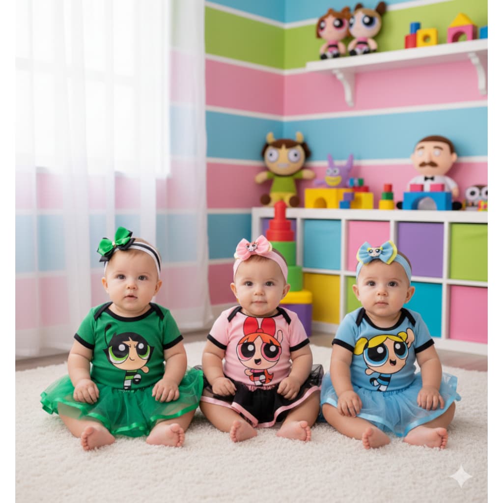 Body Infantil Bebê - Menina - Super Poderosas + Tule + Laço - MEsversario Promoção docinho lindinha florzinha