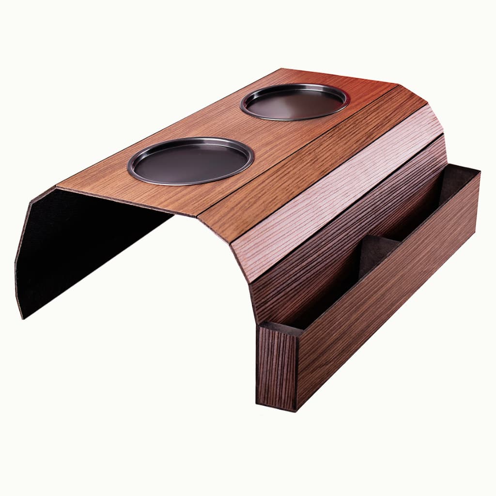 Esteira Para Braço Sofa Apoio De Copo Com Suporte Para Controle cor tabaco