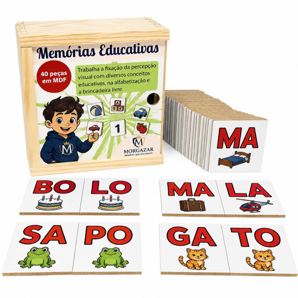 Jogo Pedagógico Memória das Sílabas | Brinquedo Educativa Alfabetização Infantil