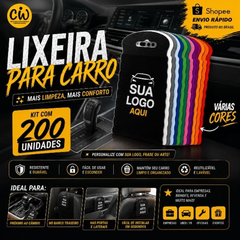 200 Lixocar Personalizado - lixeirinha de carro lixo car lixeira de carro Lixinho pra carro lixeira pra lavação lixocar