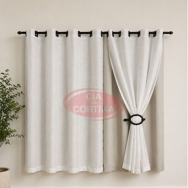 Cortina Gaze de Linho 2,70 x 1,80 com forro Blackout 70%