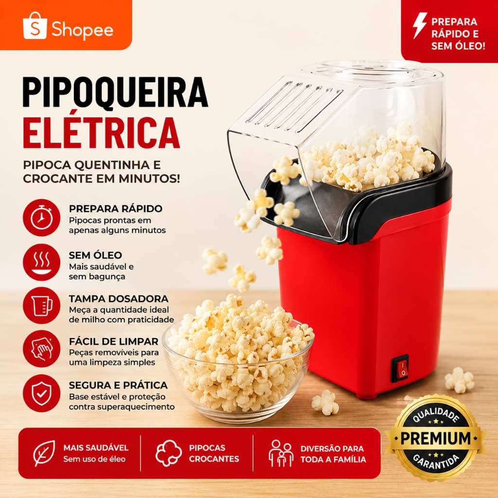 Pipoqueira Elétrica  ar quente máquina de fazer pipoca sem óleo 220 V