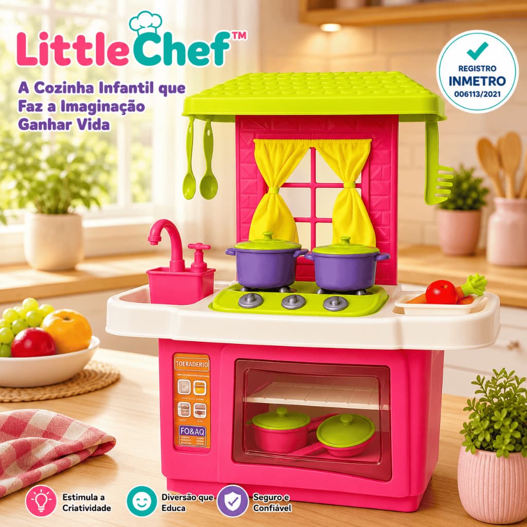 LittleChef™ A Cozinha Infantil que Faz a Imaginação Ganhar Vida | Cozinha Infantil Completa com Forno, Pia, Fogão e Aces