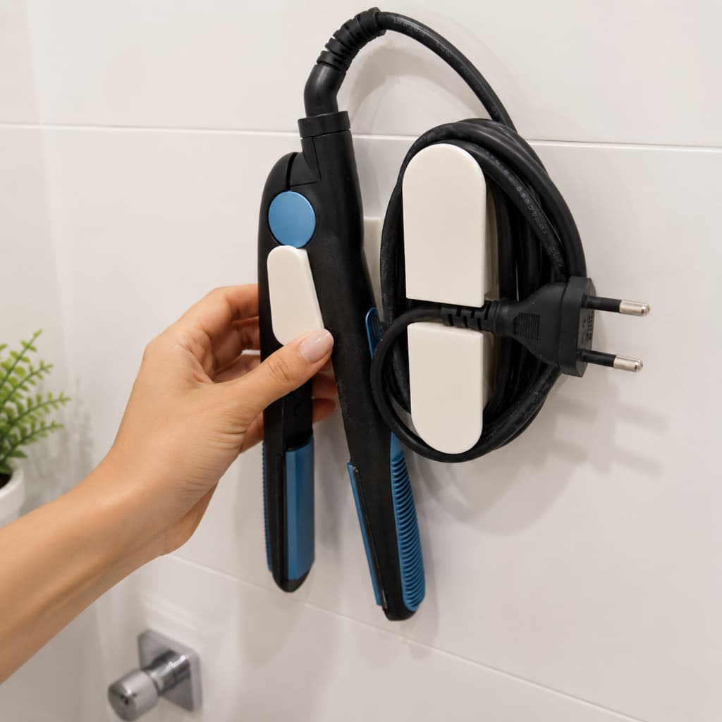 Suporte para Chapinha de Parede Organizador de Cabo Porta Chapinha Banheiro Quarto Facil Instalacao Kit Instalacao
