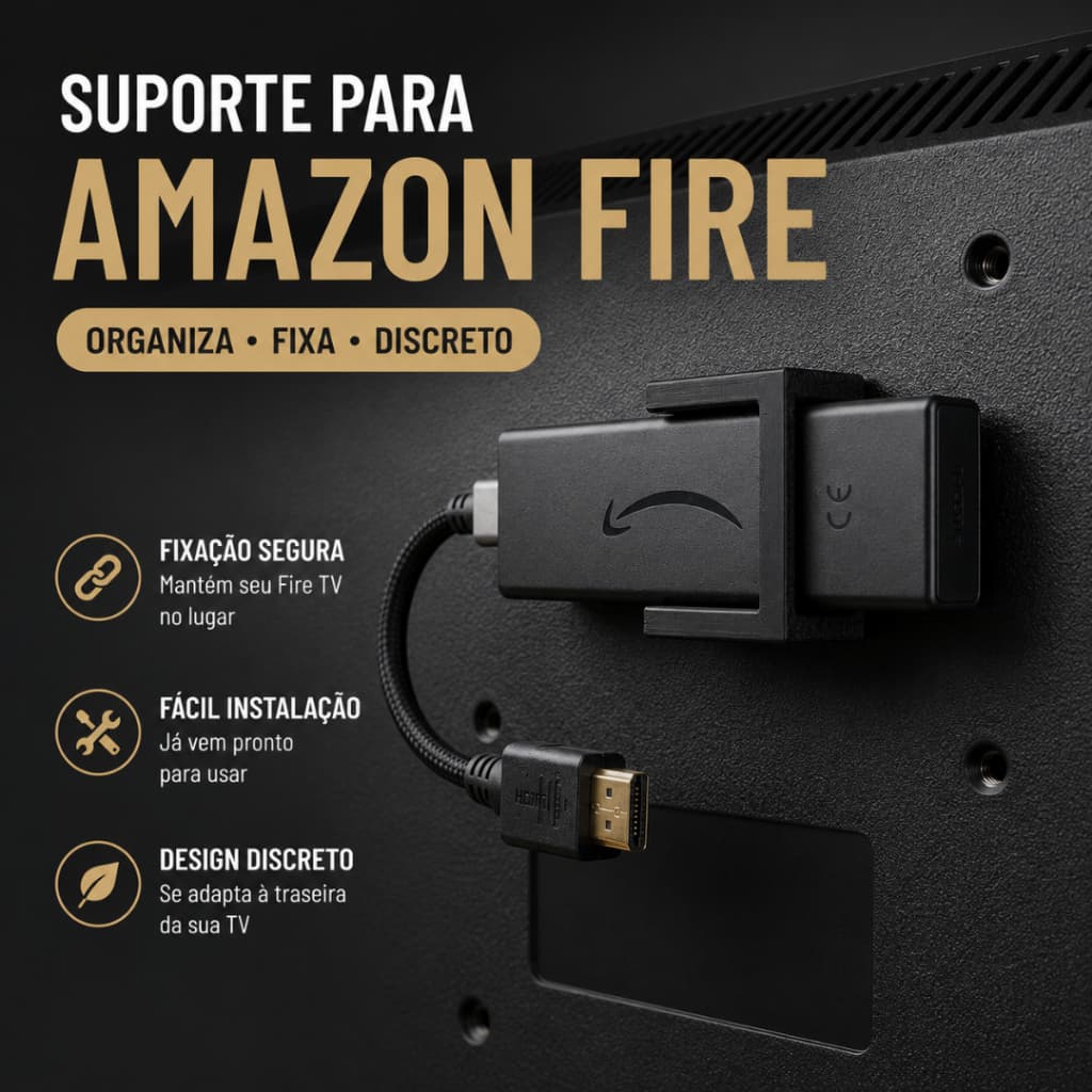 Suporte para Fire TV Stick Organizador Fixador Traseiro para TV – Organização de Cabos