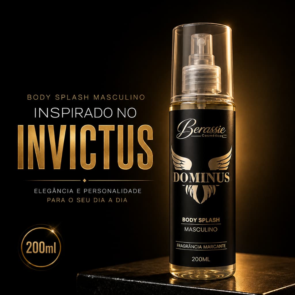 Body Splash Masculino Inspirado no Perfume Invictus 200ml Fragrância Marcante e Sofisticada