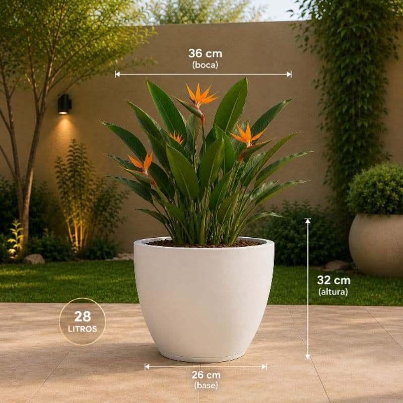Vaso Grande Polido Nº 1 com Prato Coletor | Resistente | Impermeável | Vaso para Plantas e Decoração