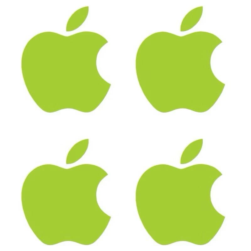 4 Adesivos maçã mini  mordida Apple Traseira iPhone 17 pro / 17 pro Max maçã verde