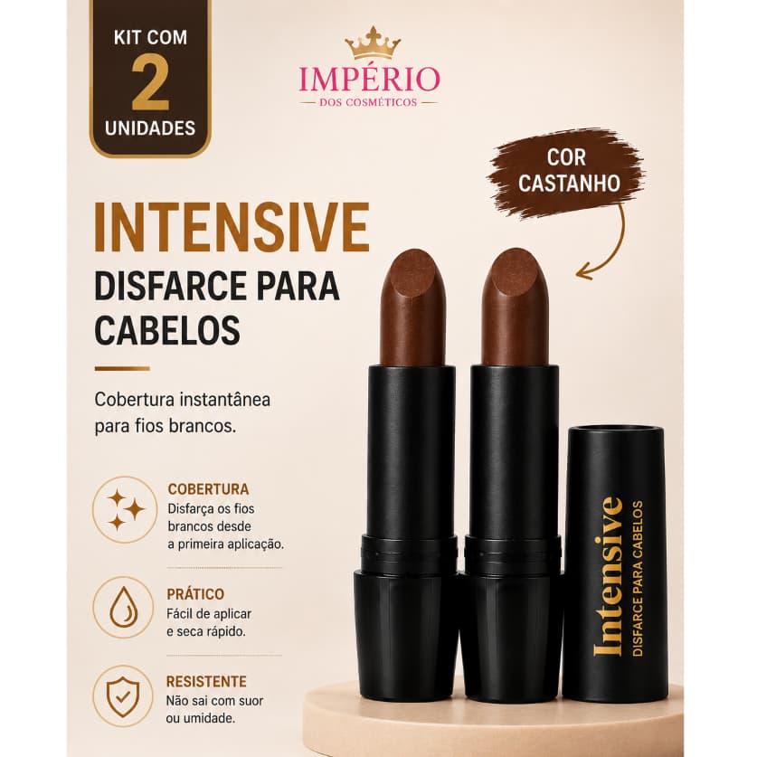 Kit 2 Bastão Disfarce Para Cabelos Brancos Cor Castanho Intensive Abelha Rainha