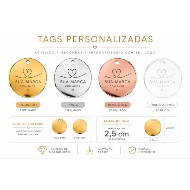 tag personalizado 25 peças