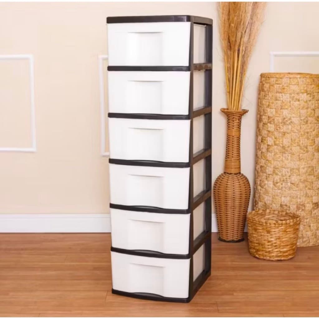 Gaveteiro Organizador 6 Gavetas Multiuso Branco ou Preto Gabinete Design Moderno