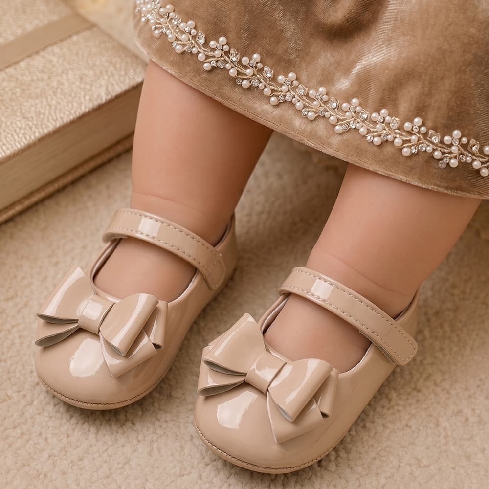 Sapatilha Bebê Off White Laço Delicado Tipo Boneca Recém Nascido Infantil Batizado Macio Confortável Daminha Casamento