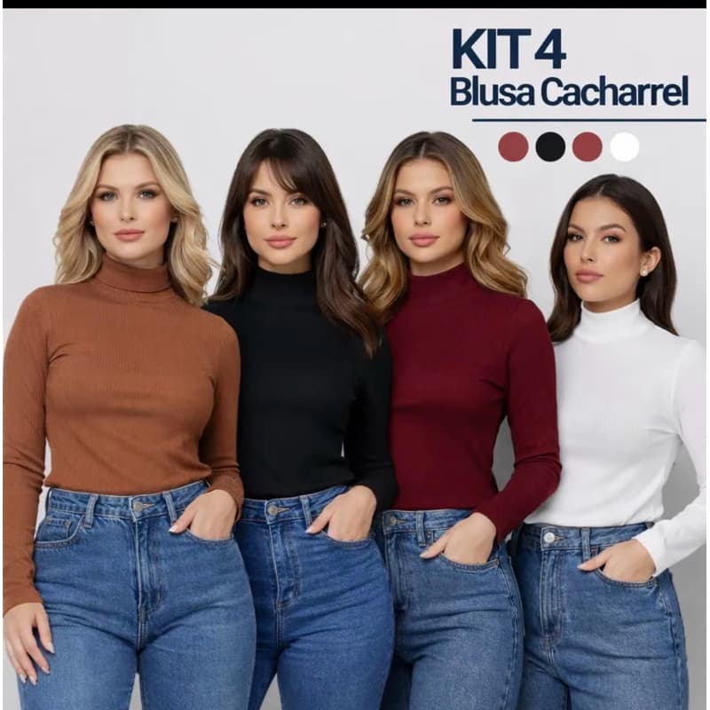 Kit 4 Blusa Cacharrel Feminina Segunda Pele inverno Envio Imediato