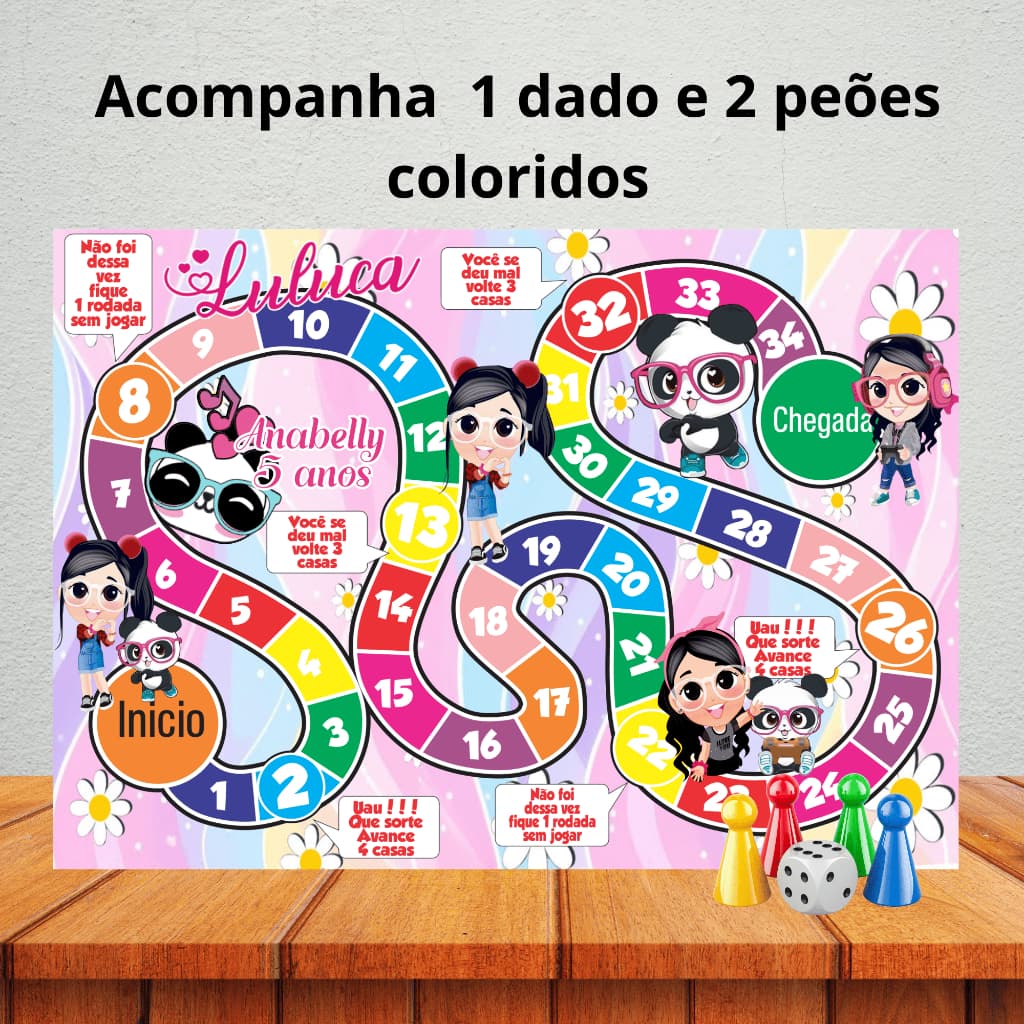 Jogo de tabuleiro para lembrancinha de aniversário/ kit festa/ personalizados - LULUCA
