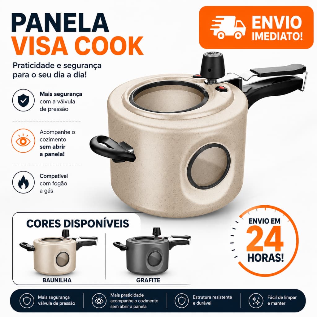 Panela de Pressão Visor Duplo Frontal Lateral Submarino MTA 4,5L Antiaderente Certificada Segurança Envio Rápido