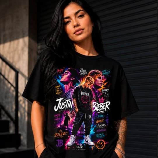 Camiseta Blusa Unissex Feminina Masculina Infantil Justin Bieber Tecido 100% Algodão Conforto Premium, Envio Imediato