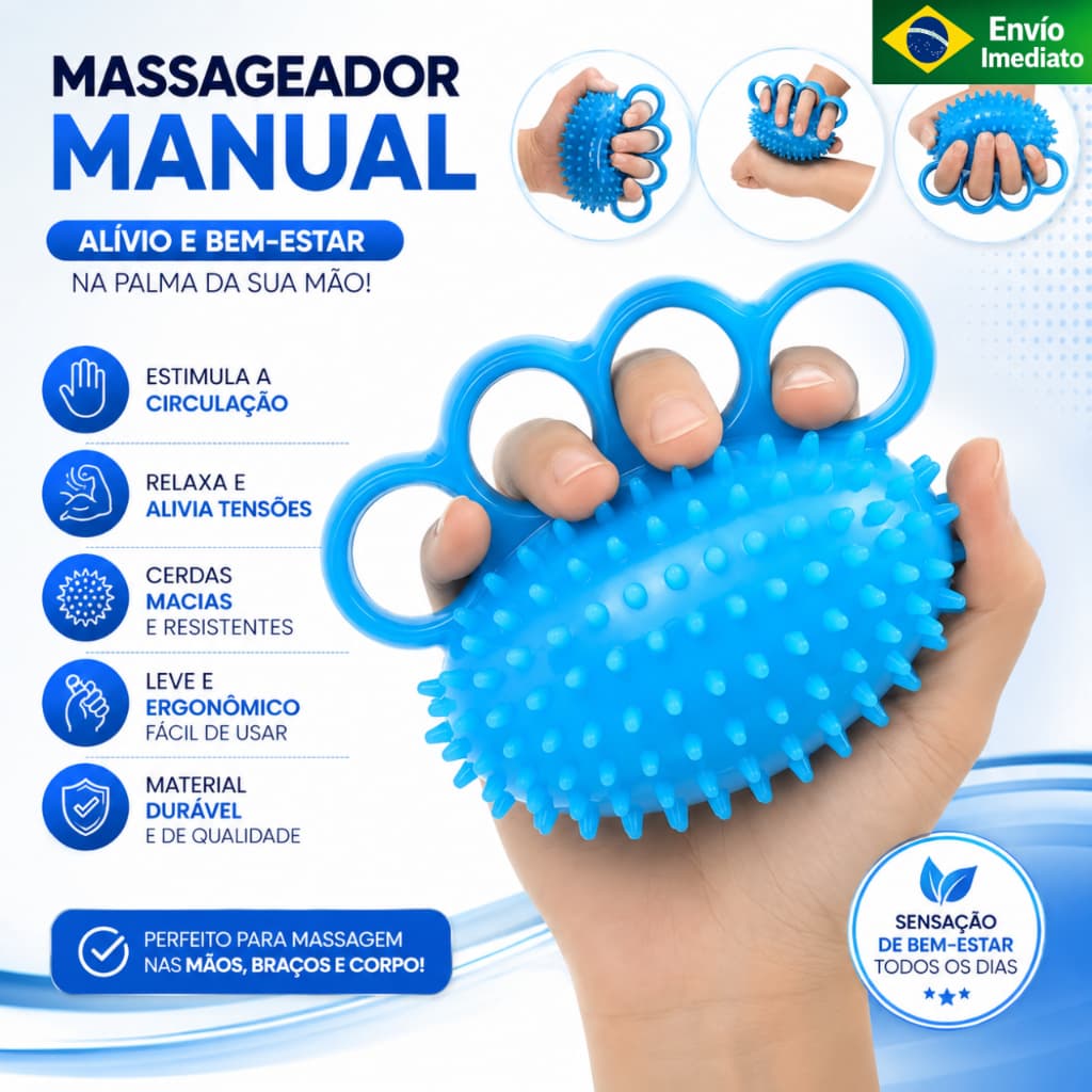 Bola de Massagem massageador de Mão com Quatro Dedos, Estímulo Acupressão, Alívio do Estresse