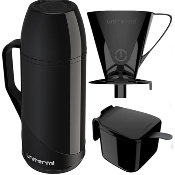 Kit Prático Para Café com Garrafa Térmica Roma 500ML + Açucareiro + Suporte de Filtro Diversas Cores