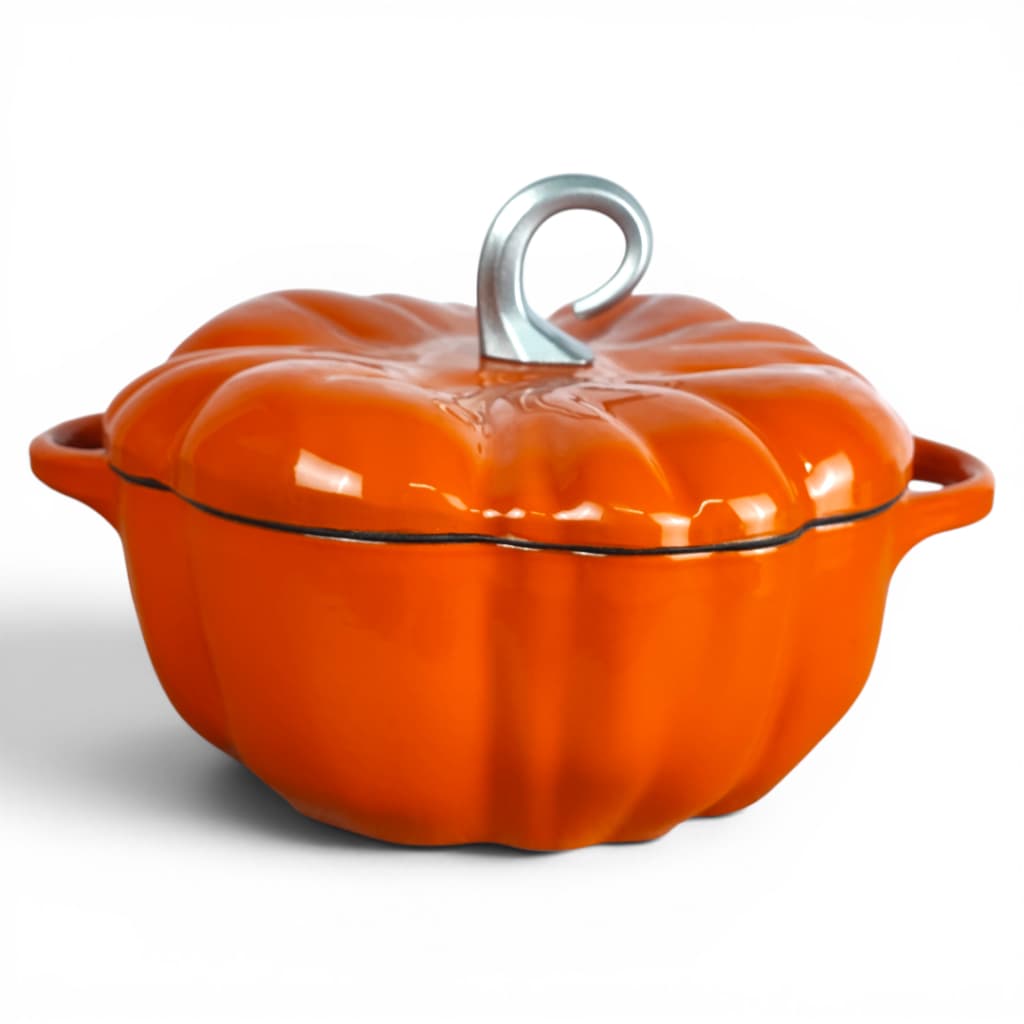 Panela Ferro Fundido Esmaltado 24cm Abóbora P/ Fogão e Forno