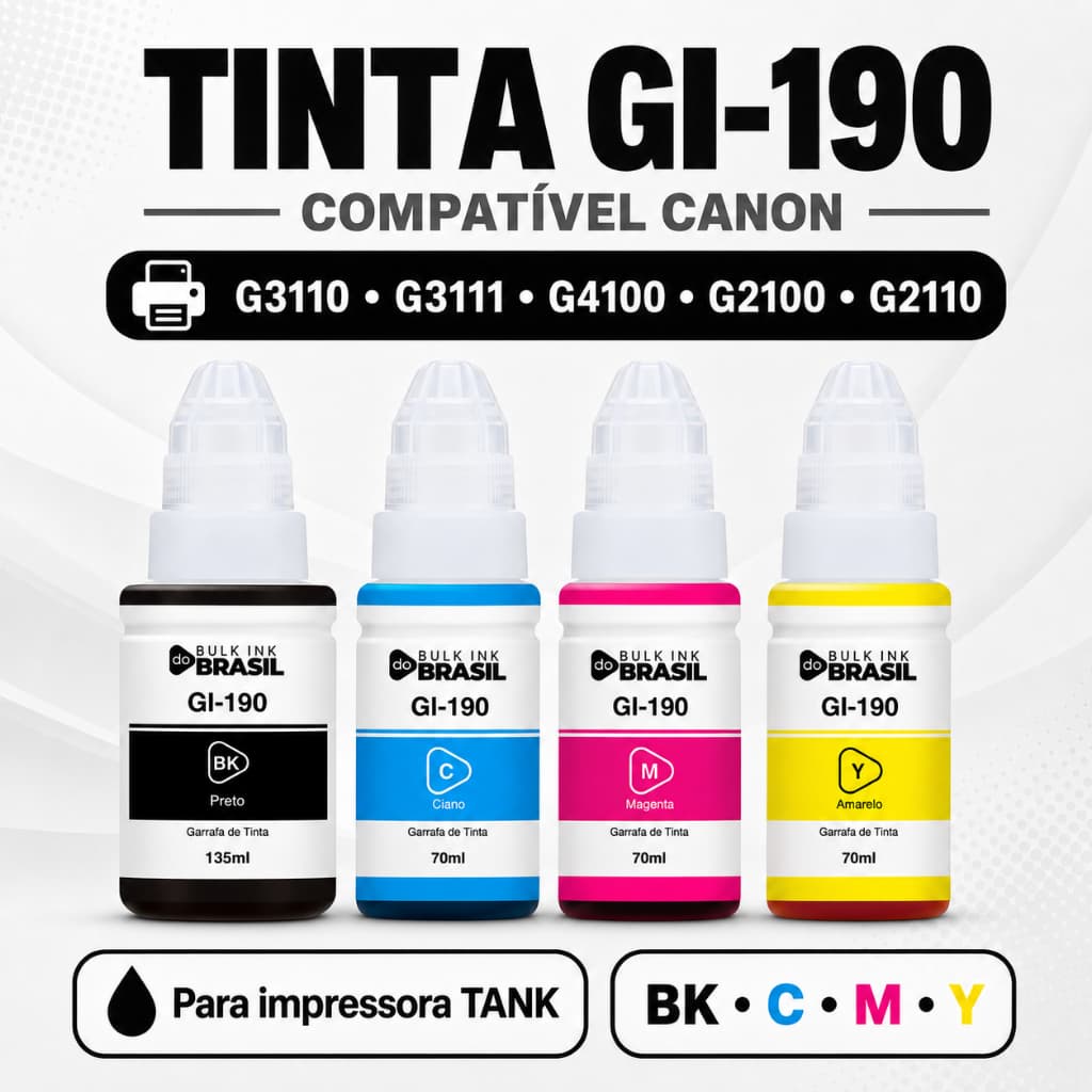 Tintas Para Canon  G3110, G3111, G4100 G2100 G2110 Gi-190