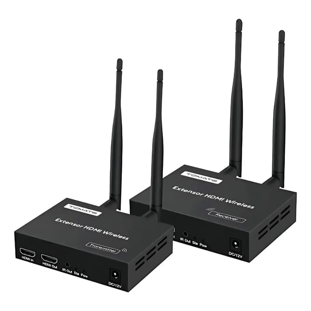 Kit Transmissor HDMI Sem Fio Tomato MHD-1200W Full HD 1080p 200m Ambiente Aberto Wireless 5.8GHz Com IR