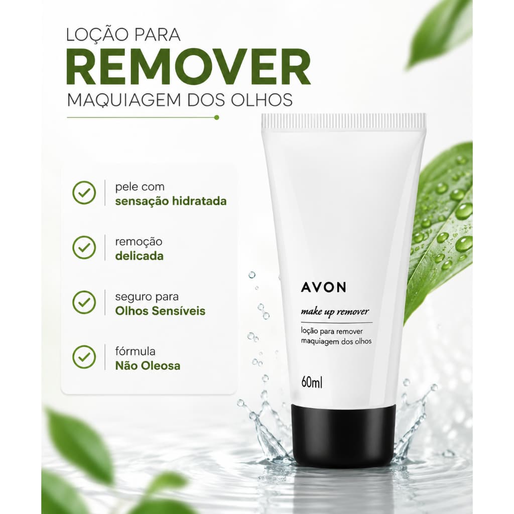 Loção Demaquilante Avon Para Remover Maquiagem dos Olhos Não Oleosa Pele Sensível 60ml