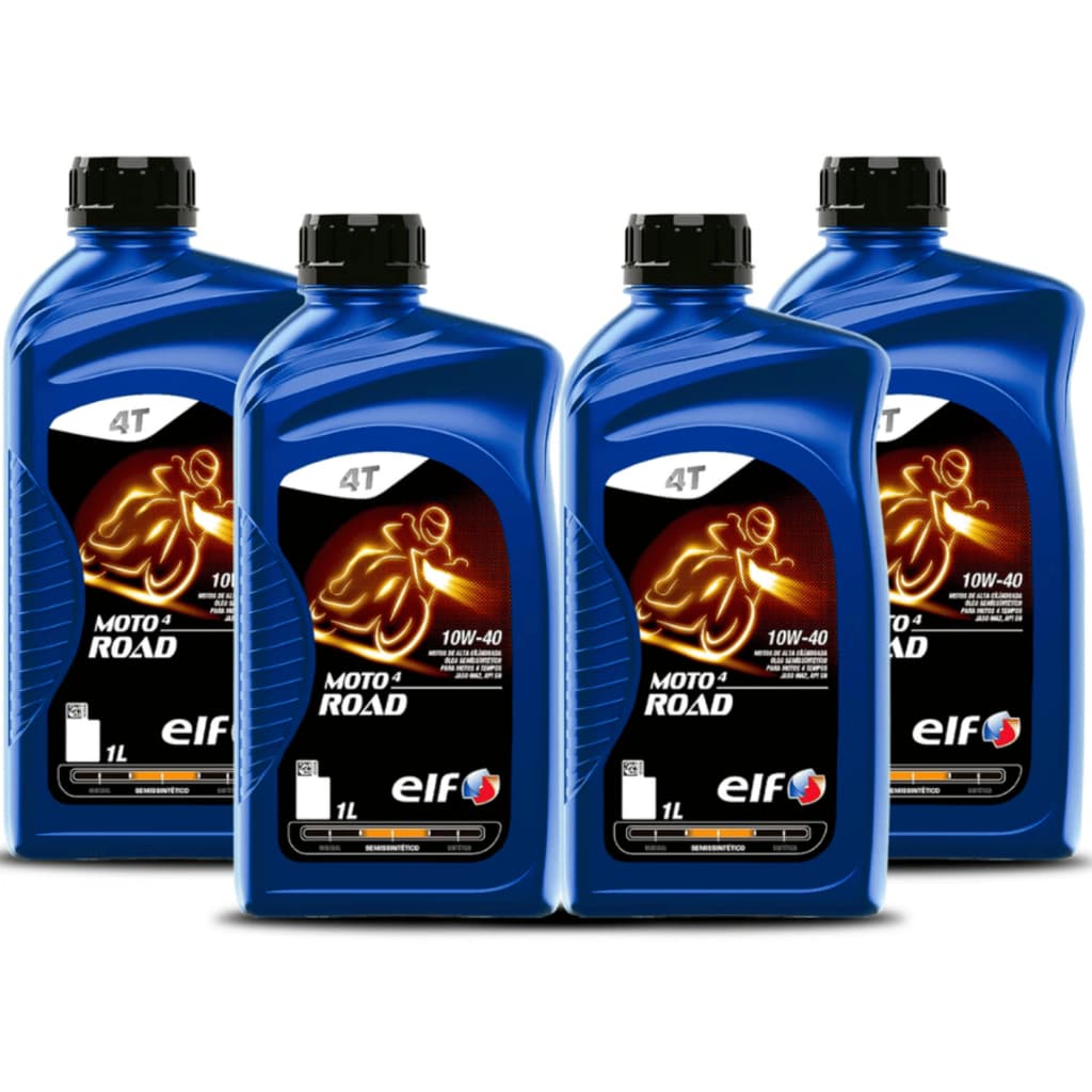 Kit 4 Óleo 10w-40 Semissintético Elf Moto 4 Road Yamaha Suzuki Haojue Kawasaki Bmw Triumph Harley Davidson