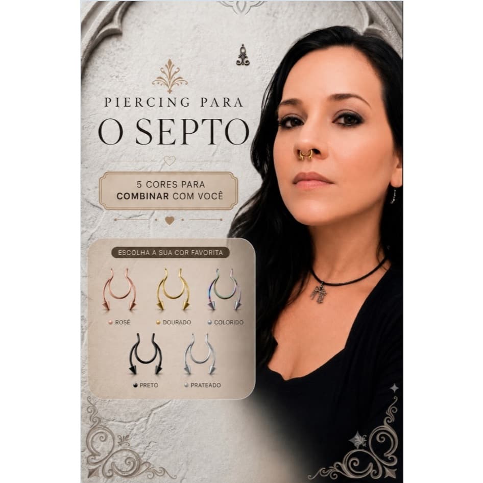 Piercing de Nariz Falso para o Septo nasal Fake Modelo 07 - Várias Cores ~