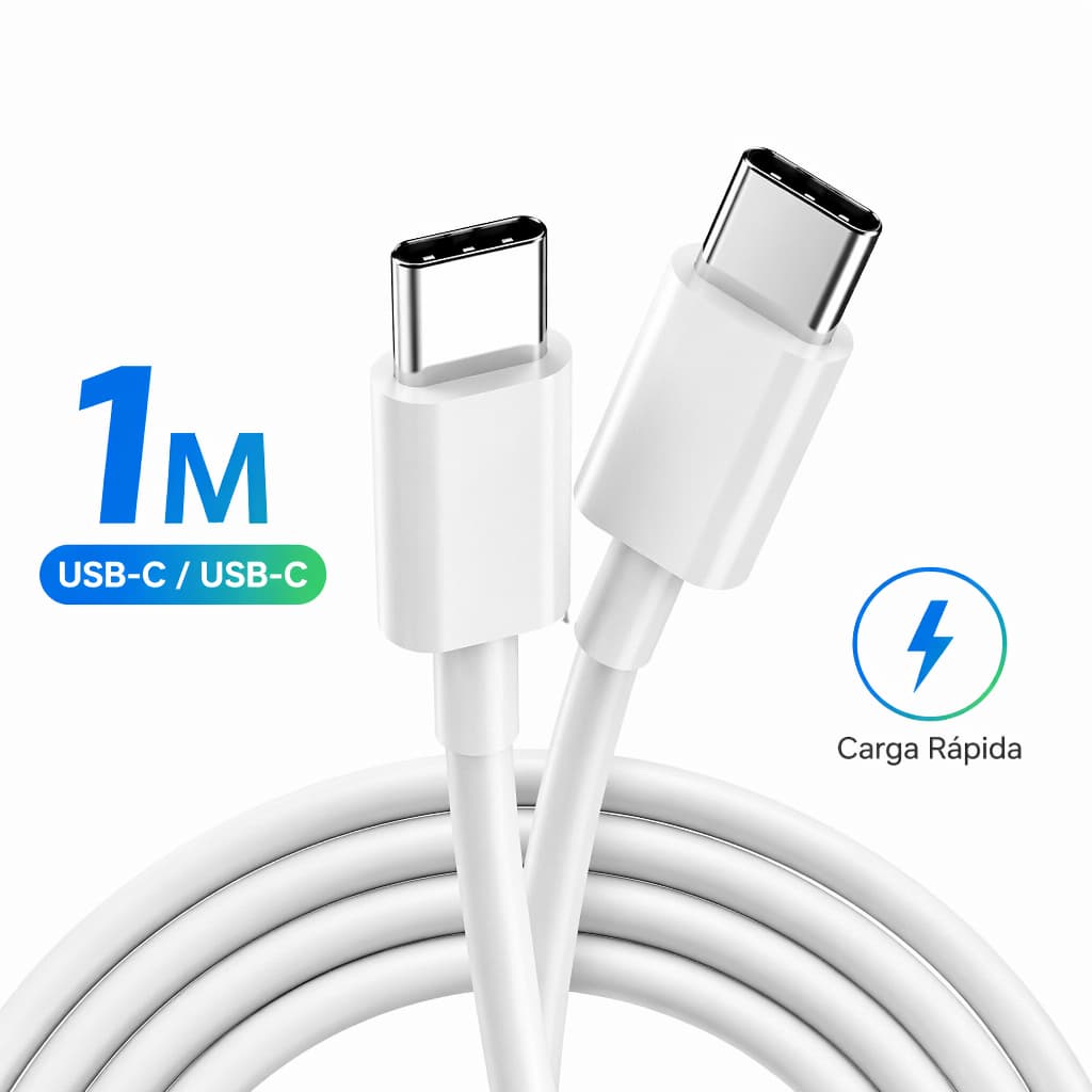 Cabo Reforçado Tipo C 1m Carga Rápida e Dados