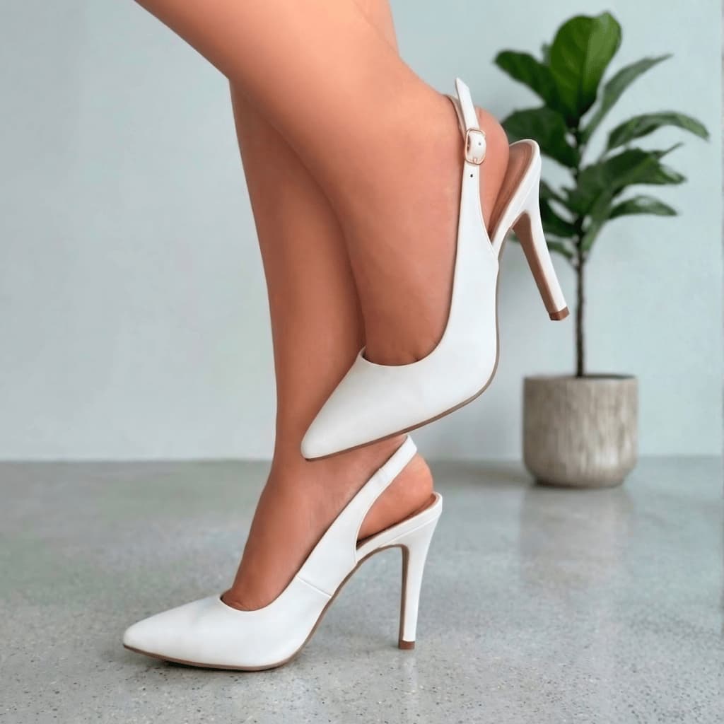 Sapato Scarpin Feminino Aberto Atrás Salto Alto 10cm - Casual Executiva