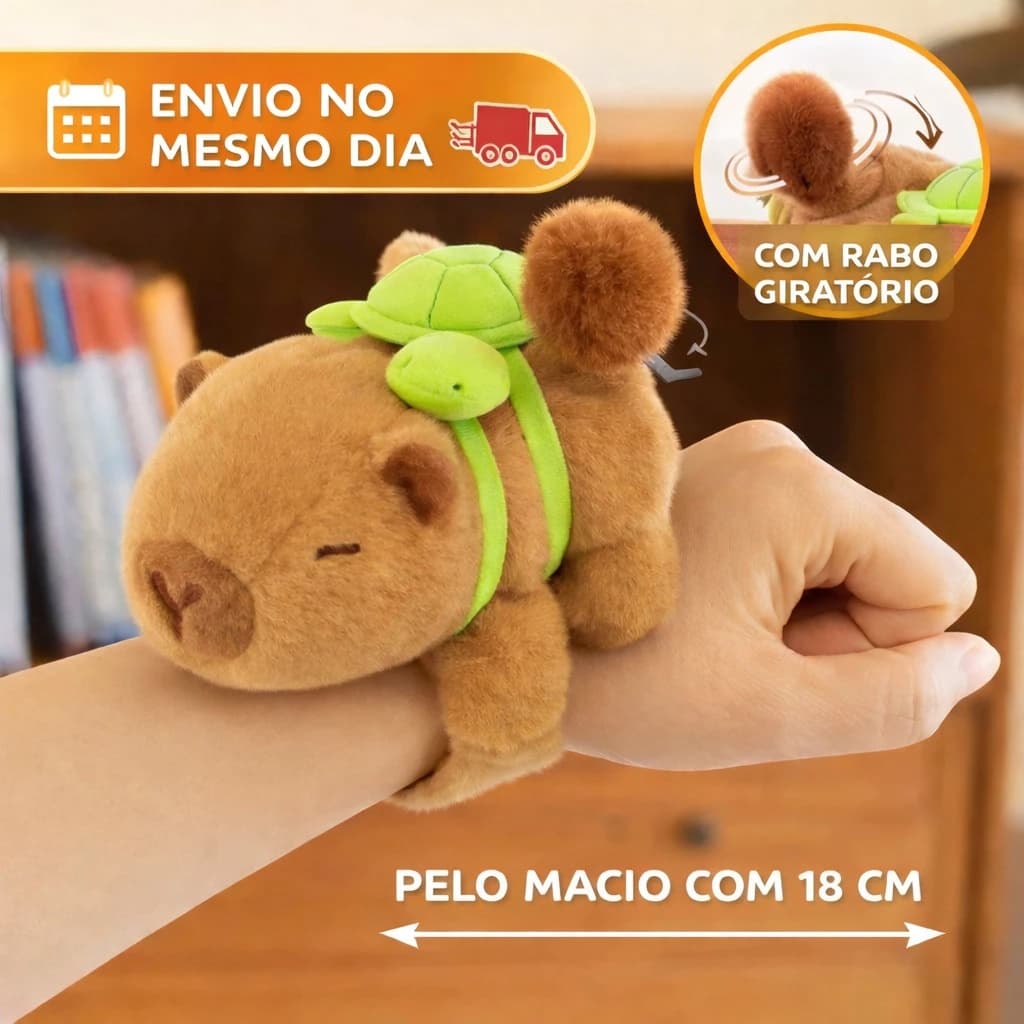 Capivara Pulseira De Braço De Agarrar Pelúcia Bonecas Pelúcia Brinquedos Interativo Menina Menino, Com Tartaruguinha