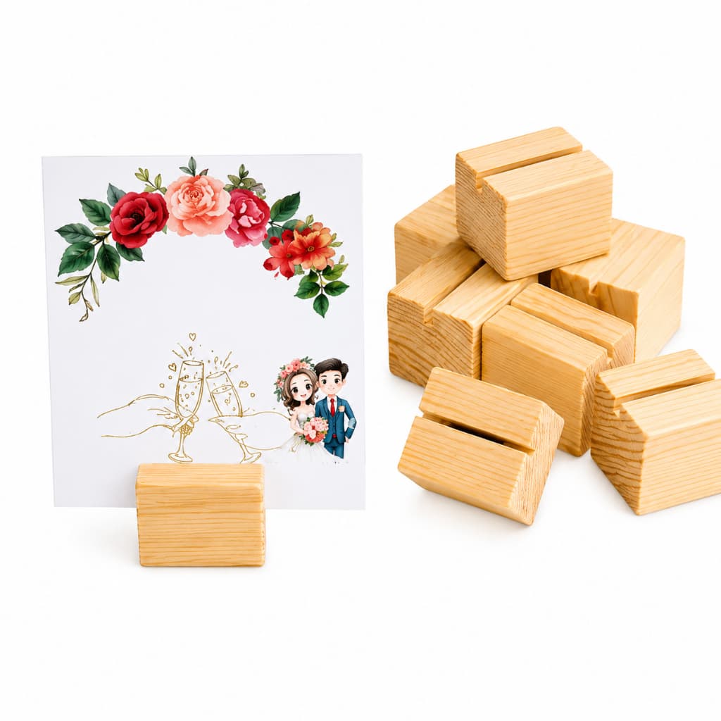 Suporte Madeira Foto Polaroid Kit 20 Porta Cartão QR Code Casamento Aniversário Decoração Madeira Pinus