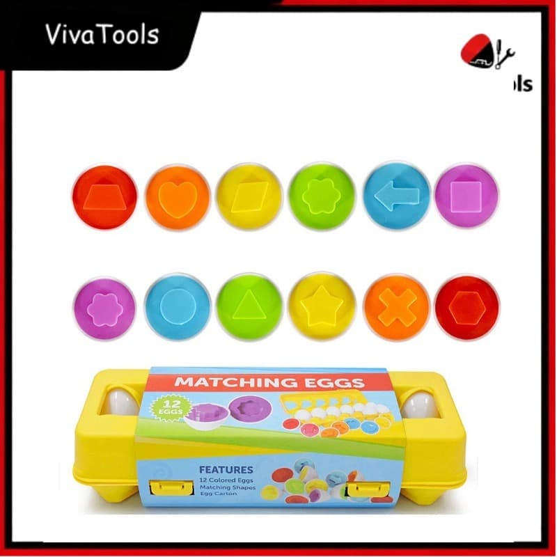 Caixa de Ovos Montessori Didática – Encaixe de Formas Geométricas e Cores para Bebês