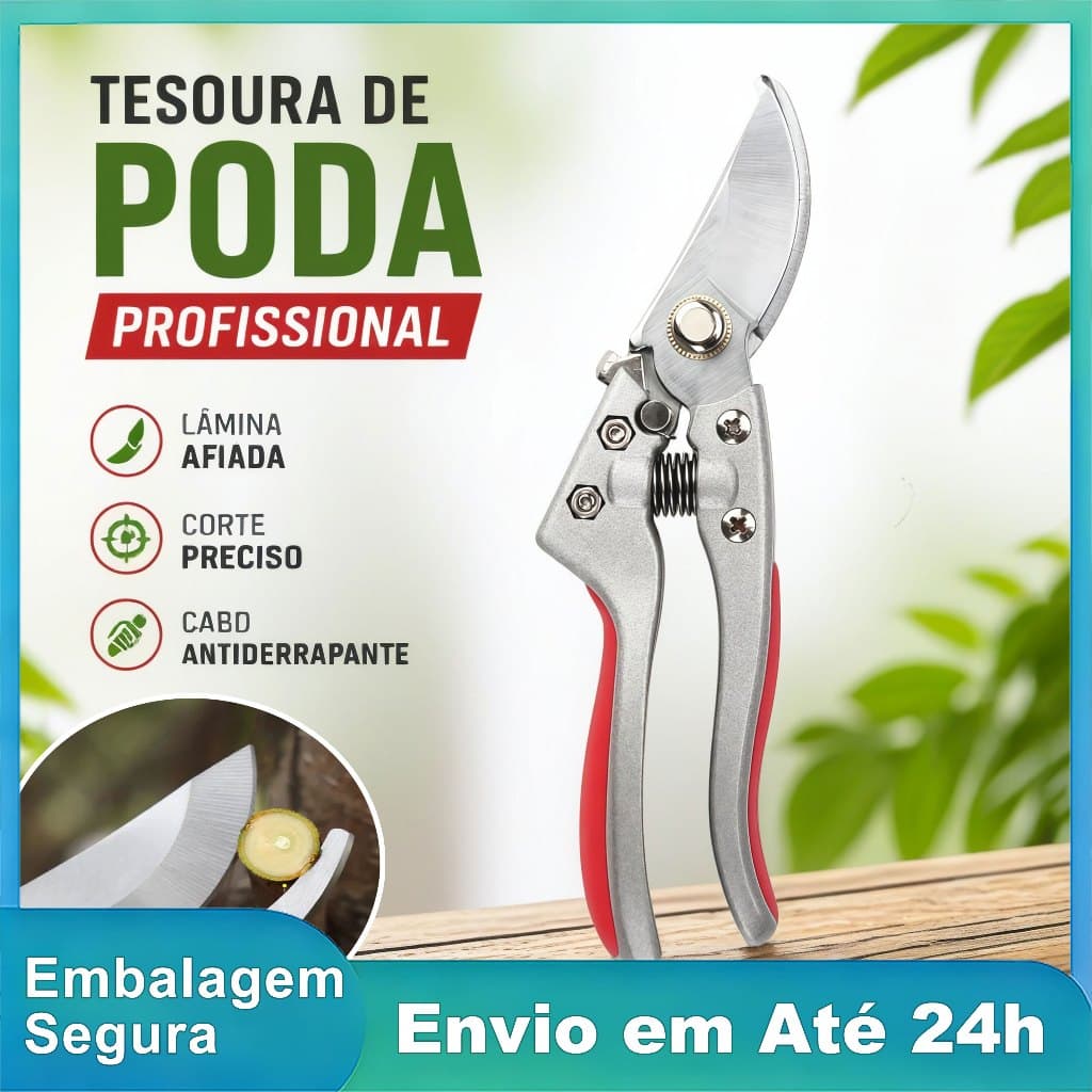 Tesoura de Poda Profissional Aço SK5 para Jardinagem Resistente e Afiada