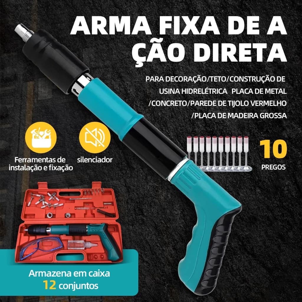 Pistola de fixação de ação direta com 10 pinos de 27mm