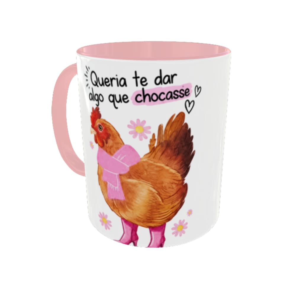 Caneca Engraçada Queria Te Dar Algo Que Chocasse | Caneca Divertida Galinha com Botas Rosa | Presente Criativo 325ml