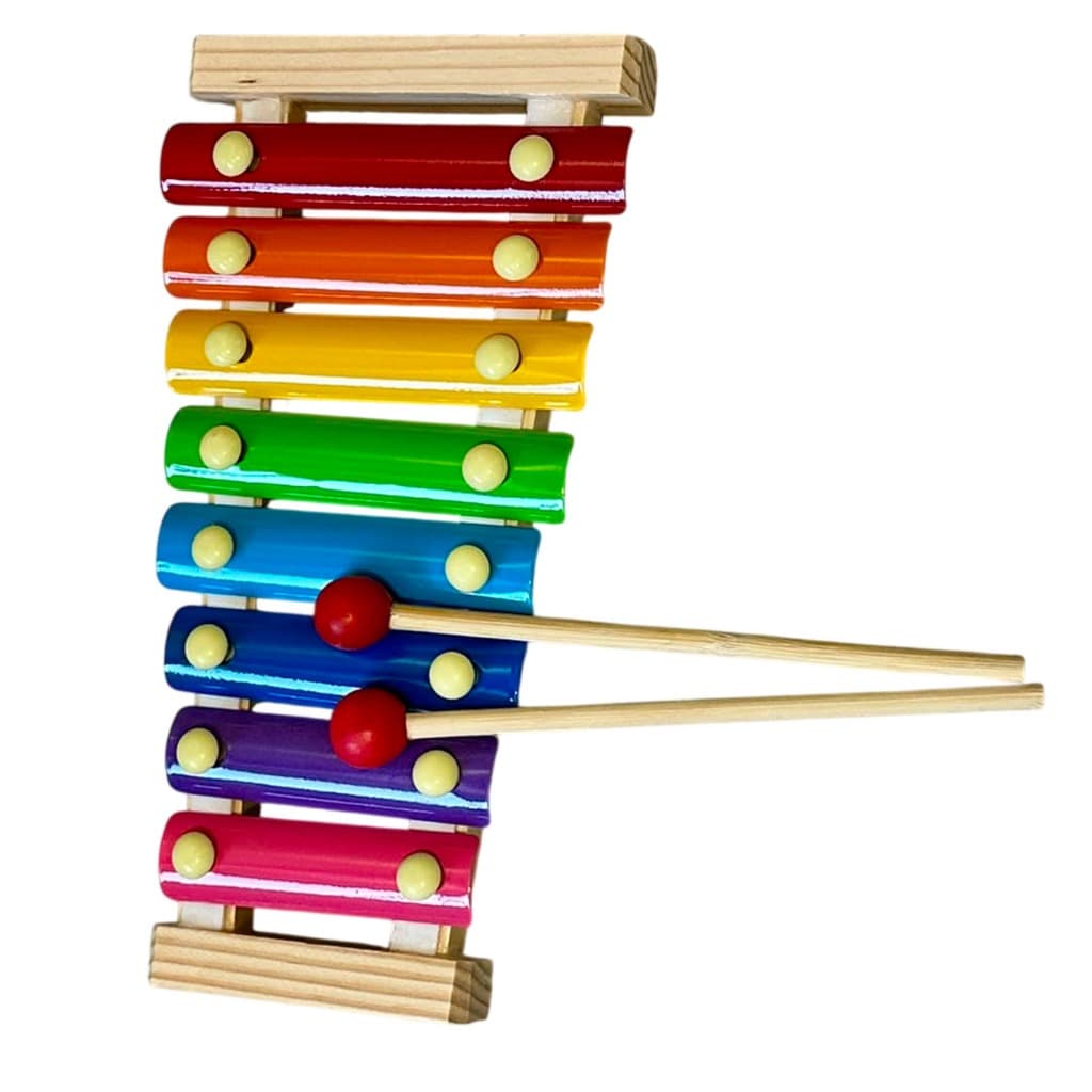 Xilofone Musical Infantil Madeira 24cm Colorido Instrumento Educativo Coordenação Motora Som Divertido Crianças