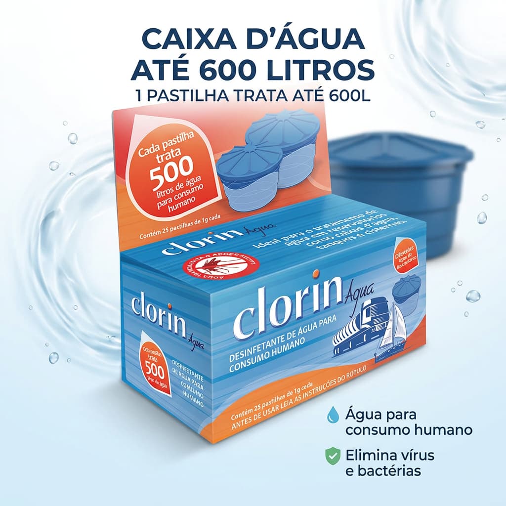 Pastilha de Cloro p/ Caixa d'água Residencial até 600L - Clorin 500